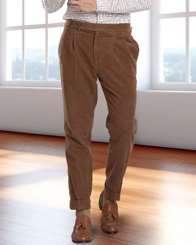 Jogging pants for fitness enthusiasts-Zegna Brown Cashco Moleskin Dress Pant