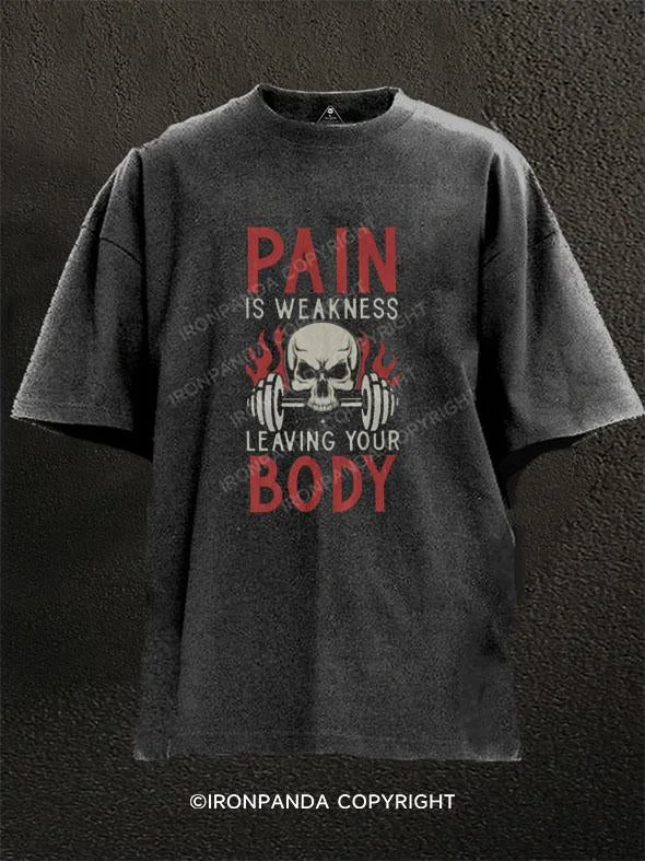 Custom tie-dye T-shirts for creative fashion-Pain Is Weak Washed Gym Shirt