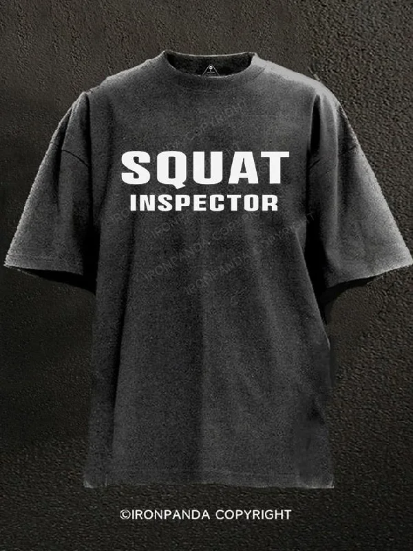 High-quality cotton T-shirts for breathable comfort-Squat inspector Washed Gym Shirt