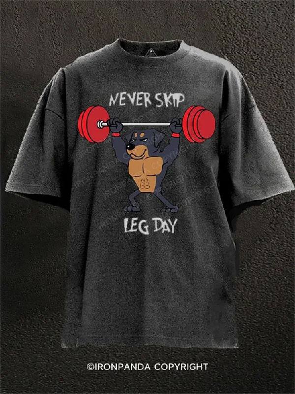 T-shirts with artistic designs for creative minds-Never Skip Leg Day Washed Gym Shirt