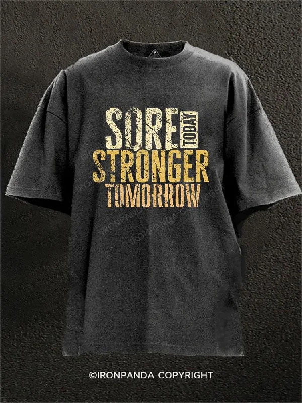 Retro-themed T-shirts for nostalgic styles-Sore Today Stronger Tomorrow Washed Gym Shirt