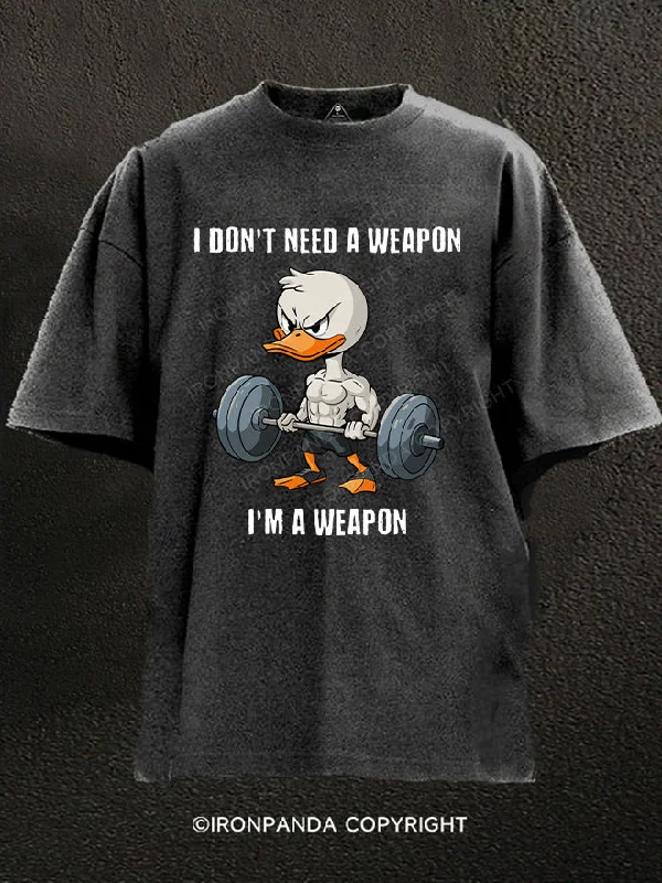 Eco-friendly T-shirts for sustainable living-I'M A WEAPON DUCK Washed Gym Shirt