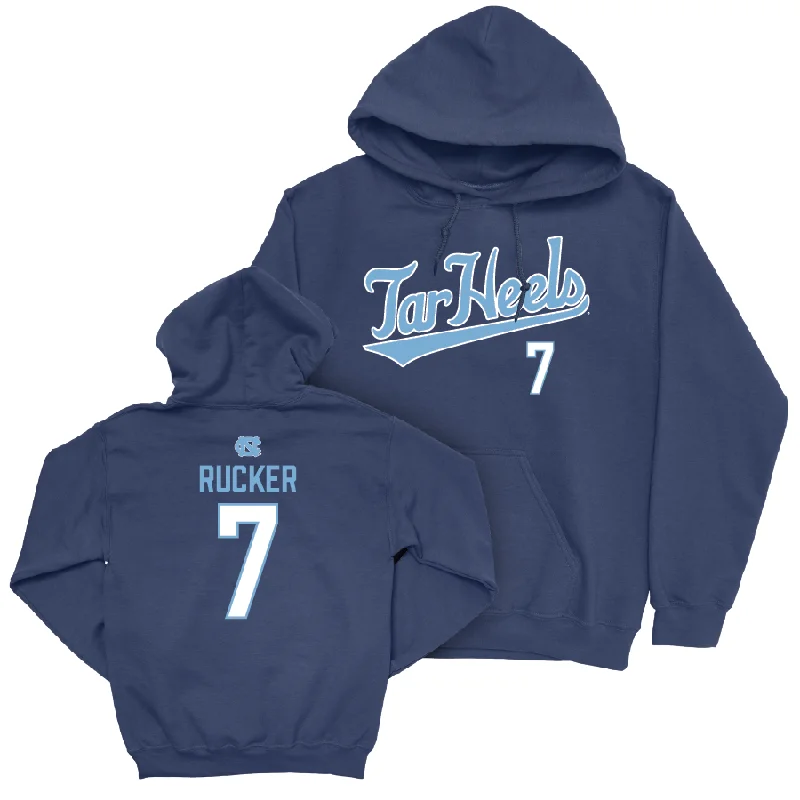 Hoodies with artistic designs for creative expression-UNC Football Navy Script Hoodie - Kaimon Rucker