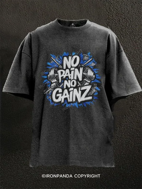 Affordable plain T-shirts for casual outfits-No Pain No Gainz  Washed Gym Shirt