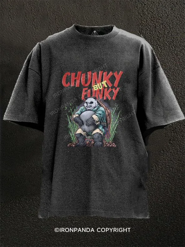 Custom T-shirts with funny quotes-Chunky but Funky Washed Gym Shirt