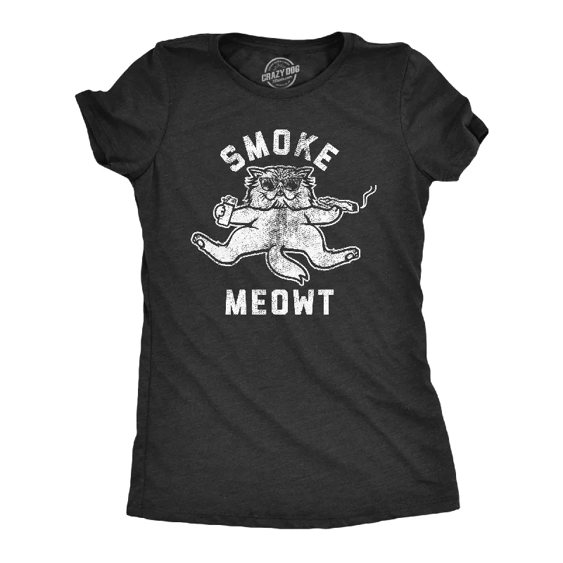 T-shirts with motivational quotes for inspiration-Smoke Meowt Women's T Shirt