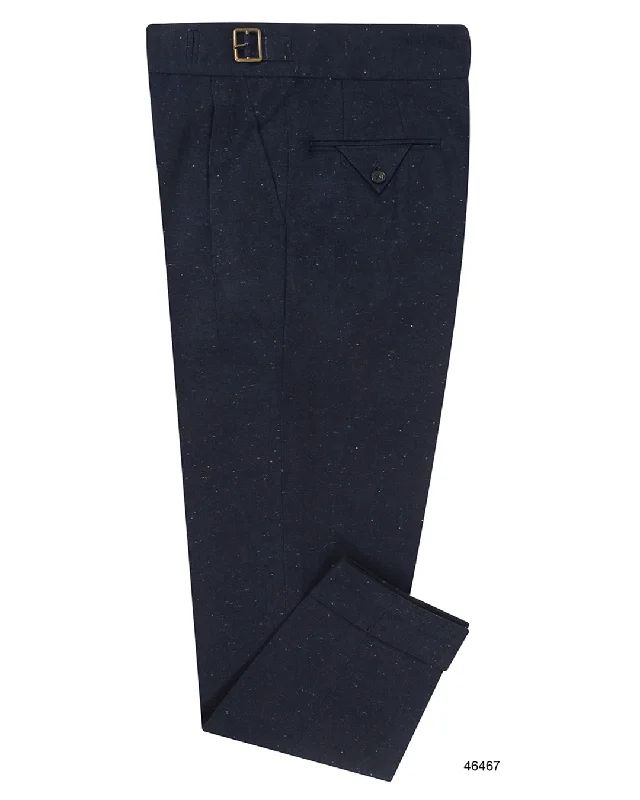 Fashionable pants with frayed hems for casual wear-Gurkha Pant in Denim: Navy Multicolor Speckled