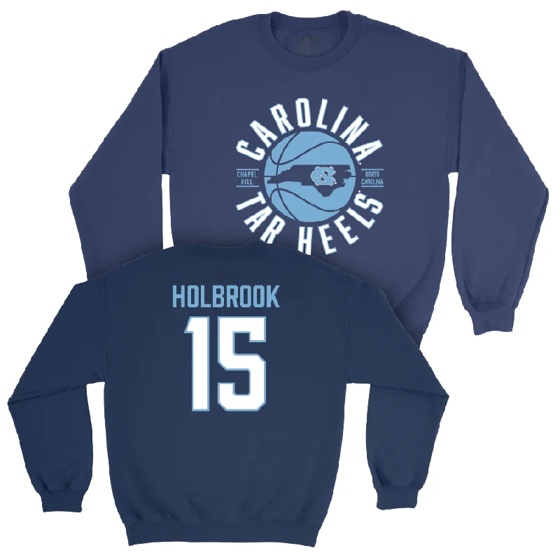 Long sleeve shirts with tie-dye prints for a retro vibe-UNC Men's Basketball Navy Crew  - John Holbrook