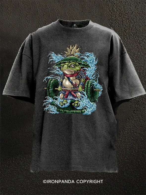 Eco-friendly T-shirts for sustainable living-Samurai Frog Washed Gym Shirt