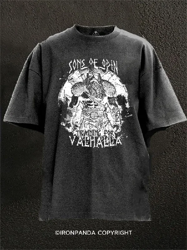 Vintage-style T-shirts for retro lovers-Sons Of Odin Training For Valhalla Washed Gym Shirt