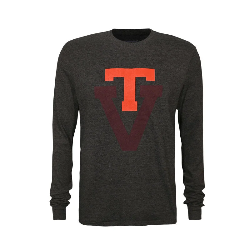 Custom T-shirts for family reunions-Virginia Tech Triumph Vault Logo Long-Sleeved T-Shirt: Charcoal by Champion