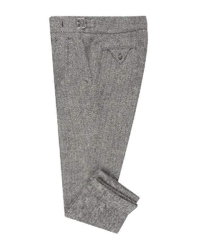 Comfortable pants for yoga, Pilates, and stretching-Molloy Herringbone Donegal Tweed Pants - Grey