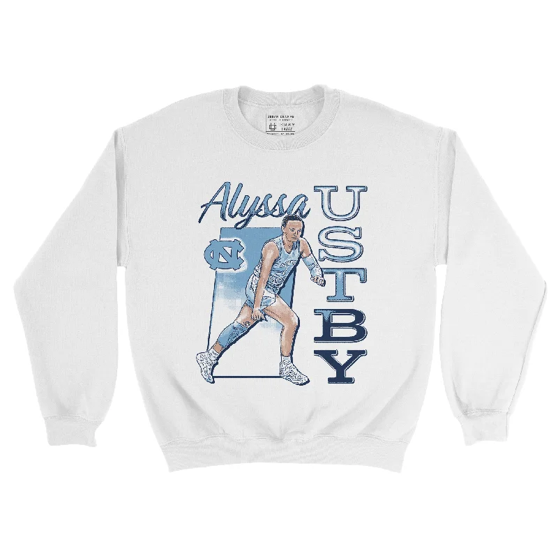 Long sleeve shirts with custom slogans for promotional use-EXCLUSIVE RELEASE: Alyssa Ustby Cartoon White Crew