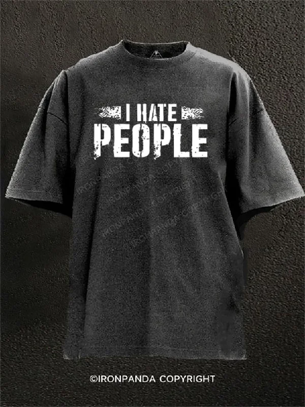 T-shirts for casual office attire-I Hate People Washed Gym Shirt