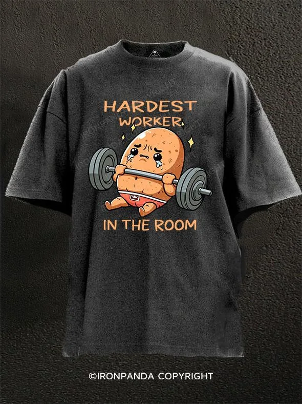 T-shirts for casual wear in every season-hardest worker in the room Washed Gym Shirt