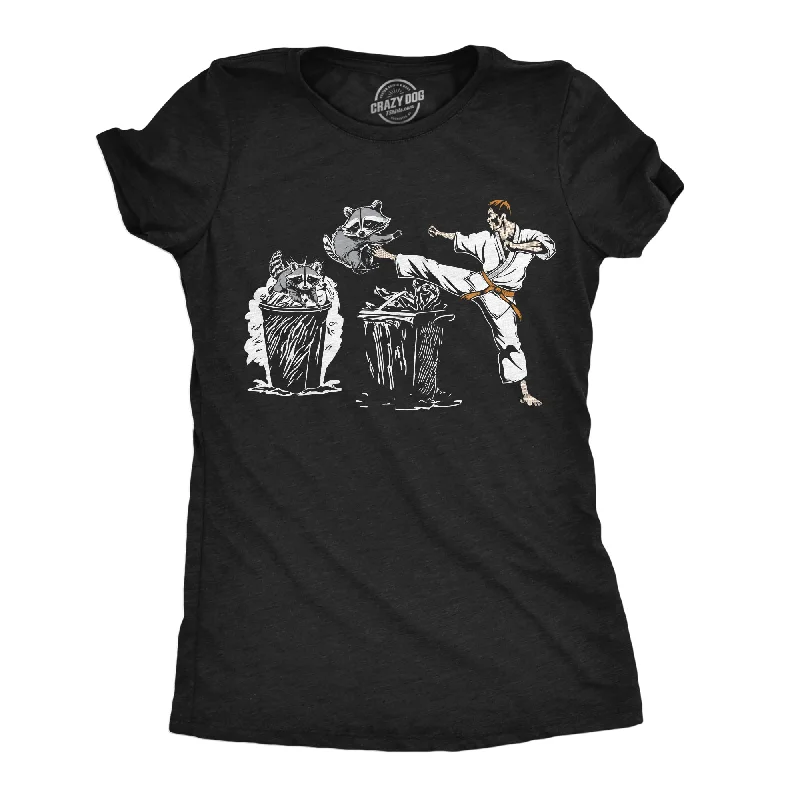 Comfortable and stretchy T-shirts for everyday wear-Karate Kicking Raccoon Women's T Shirt