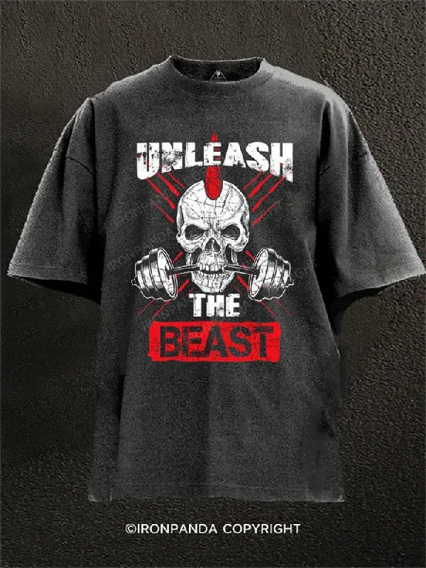 T-shirts for charity events and fundraising-Unleash The Beast Washed Gym Shirt