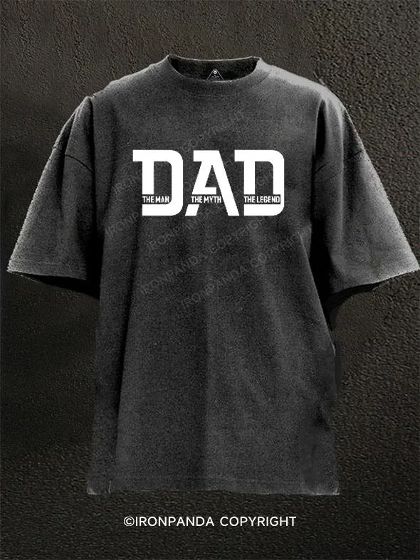 Custom T-shirts with catchy phrases for marketing-Dad The Man Myth Legend Washed Gym Shirt