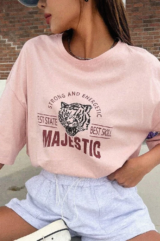 Stylish graphic T-shirts for men-Women's Pink Majestic Printed Oversize T-shirt