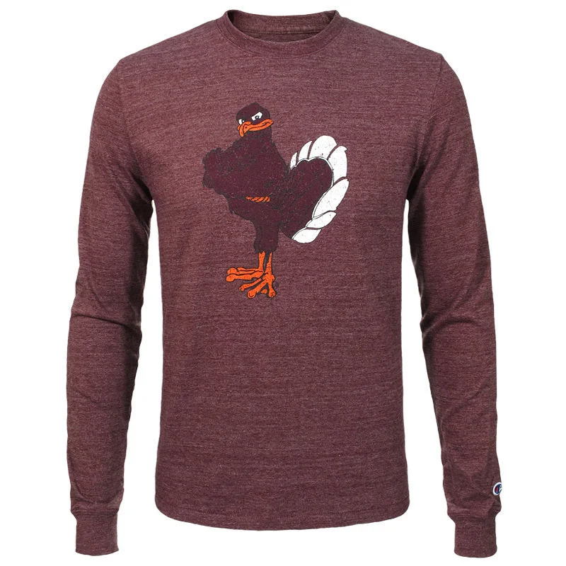 Relaxed-fit T-shirts for comfort and ease-Virginia Tech Triumph Hokie Bird Long-Sleeved T-Shirt: Maroon by Champion