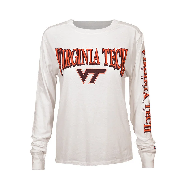 T-shirts with humorous slogans for fun fashion-Virginia Tech Women's Core Long-Sleeved T-Shirt: White by Champion