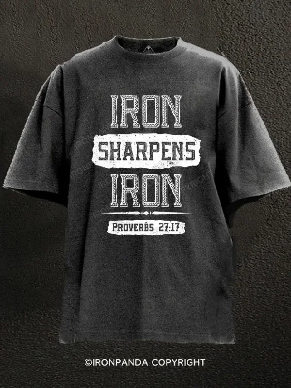 T-shirts with bold slogans for strong statements-Iron Sharpens Iron Washed Gym Shirt