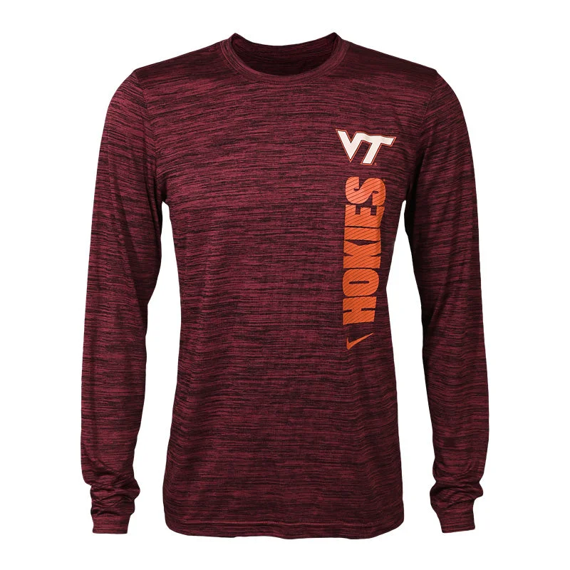 T-shirts for summer festivals and events-Virginia Tech Men's Team Issue Dri-FIT Velocity Long-Sleeved T-Shirt: Maroon by Nike