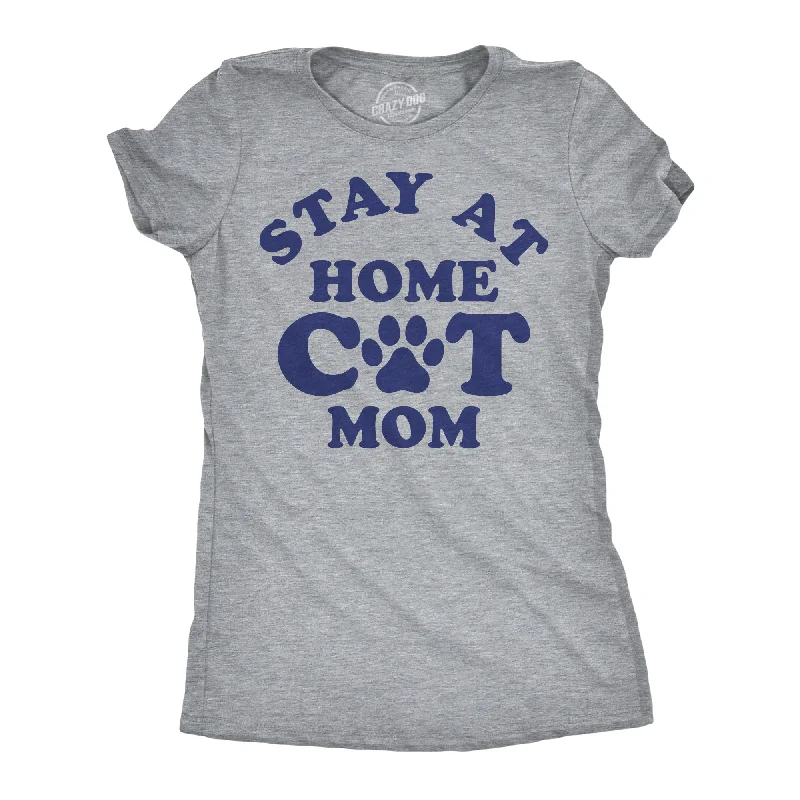 Custom printed T-shirts with logos-Stay At Home Cat Mom Women's T Shirt