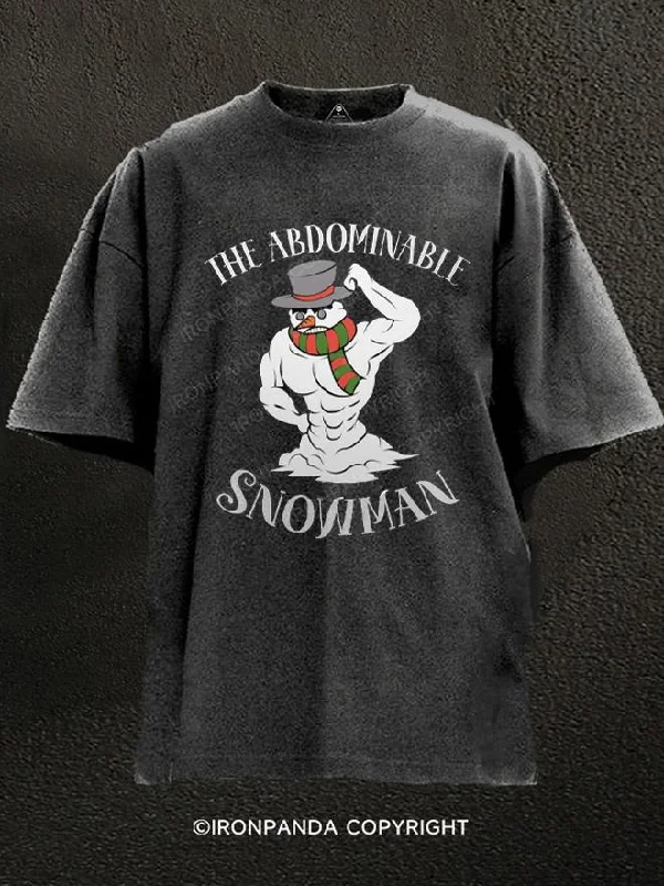 Custom T-shirts for school sports teams-Snowman Abdominal Washed Gym Shirt