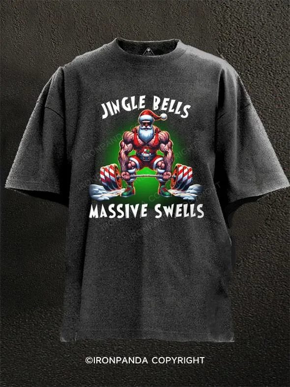 Funny and quirky T-shirts for humor lovers-Jingle bells massive swells Washed Gym Shirt