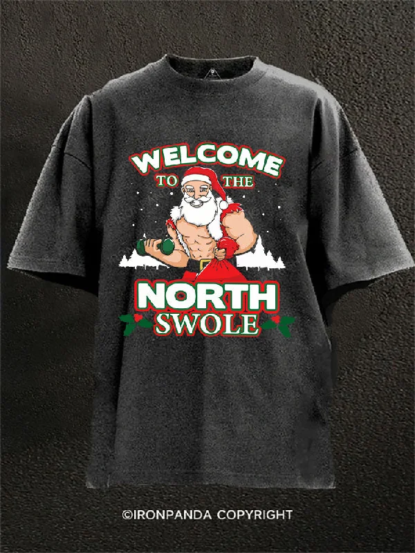 T-shirts for music lovers with band logos-Welcome to the North Swole Washed Gym Shirt