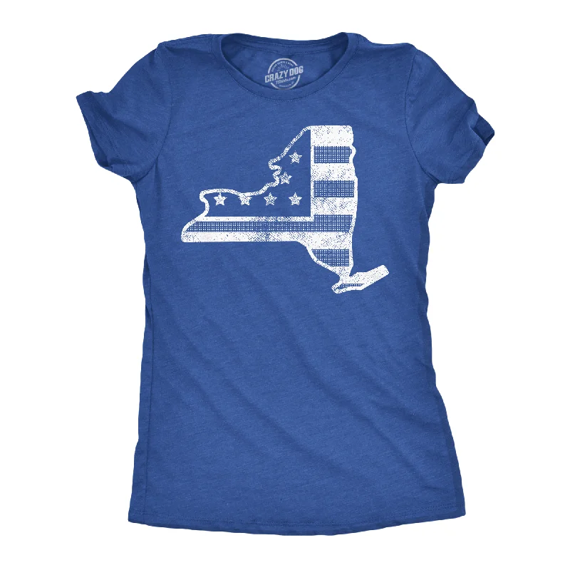 Performance T-shirts for sports and active wear-American Flag New York State Women's T Shirt