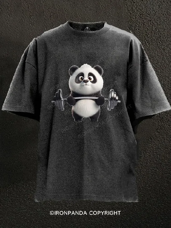 T-shirts for social events with group designs-PANDA GOING BEAST MODE Washed Gym Shirt