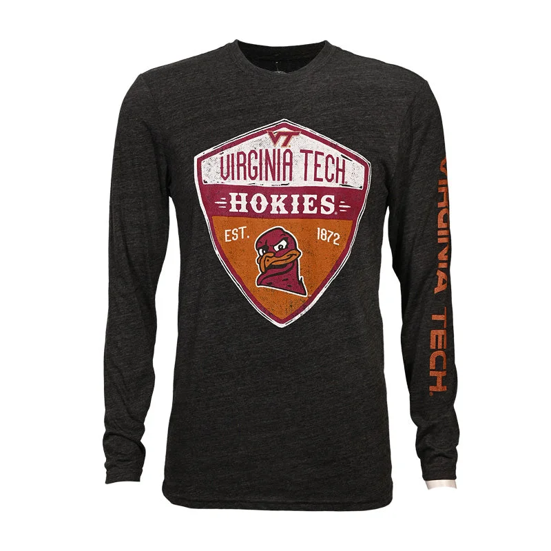 Graphic T-shirts for streetwear fashion-Virginia Tech Retro Shield Tri-Blend Long-Sleeved T-Shirt