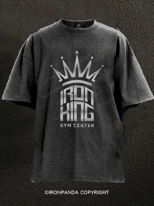 Moisture-wicking T-shirts for active individuals-iron king gym center Washed Gym Shirt