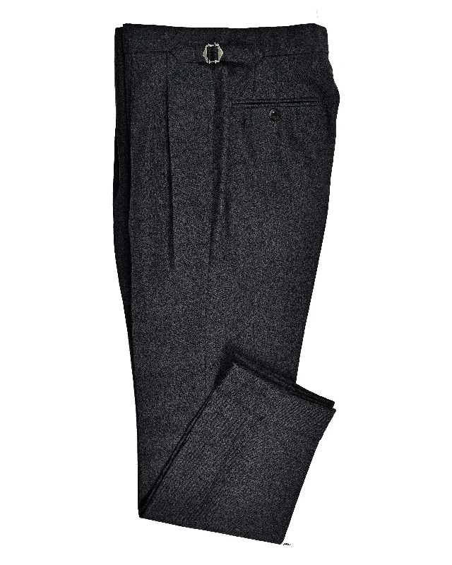 Durable pants for outdoor activities-Dugdale Grey Wool Flannel Dress Pant