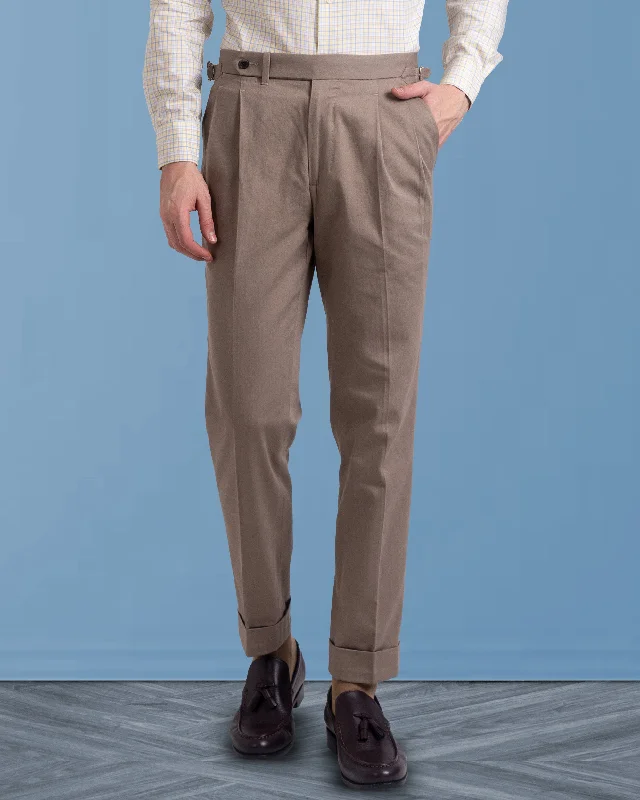 Versatile pants for work and play-Pleated Sondrio Drab Twill Pant