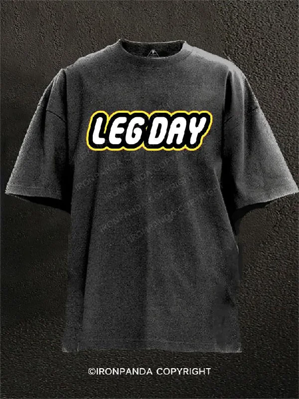 T-shirts with artistic abstract designs-LEG DAY Washed Gym Shirt