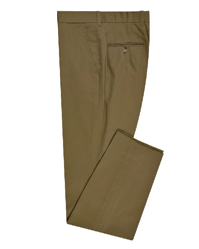 Stretchy pants for comfortable movement throughout the day-British Khaki Cotton Dress Pant