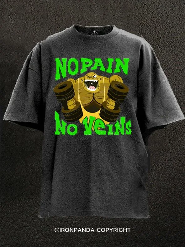 T-shirts for pet lovers with funny designs-No Pain No Veins Washed Gym Shirt