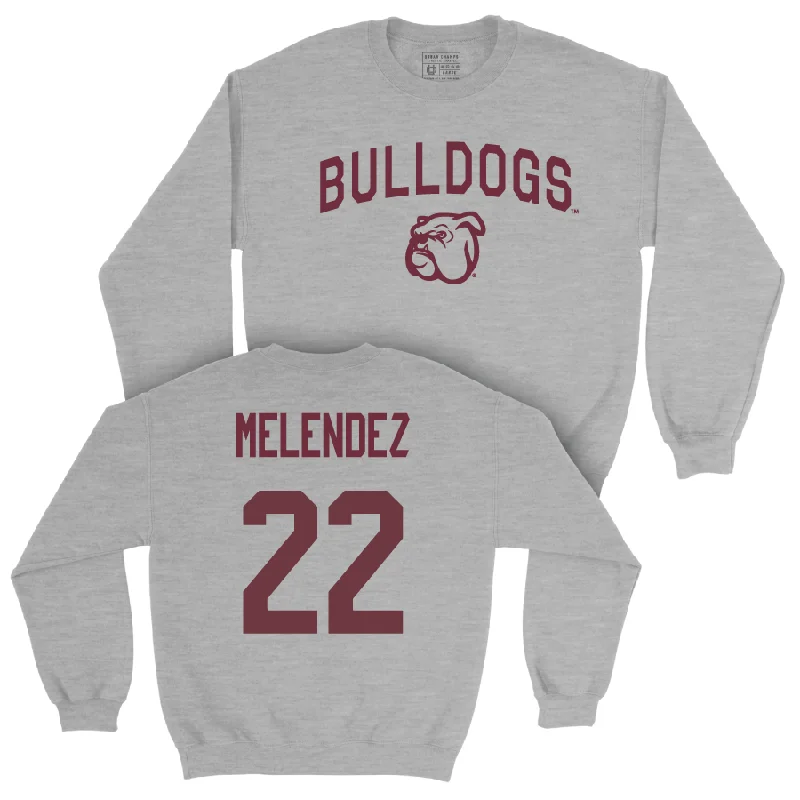 Trendy long sleeve shirts with graphic prints-Sport Grey Men's Basketball Bulldogs Crew  - RJ Melendez