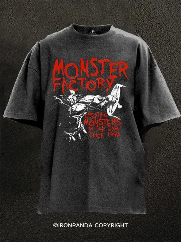 T-shirts for hobbyists with personalized designs-Monster Factory Washed Gym Shirt