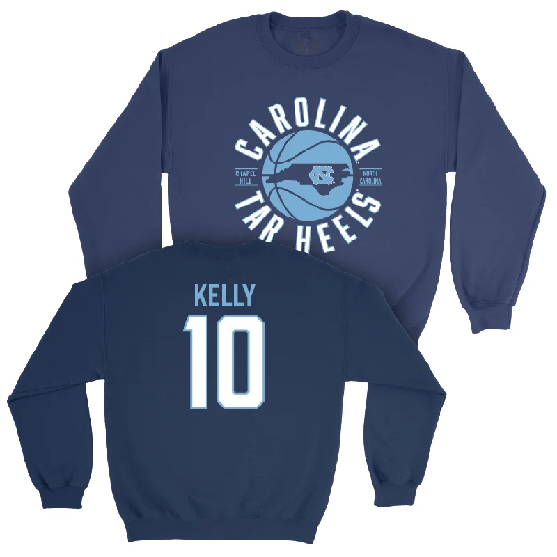 Long sleeve shirts with contrasting sleeves for modern fashion-UNC Women's Basketball Navy Crew - Reniya Kelly