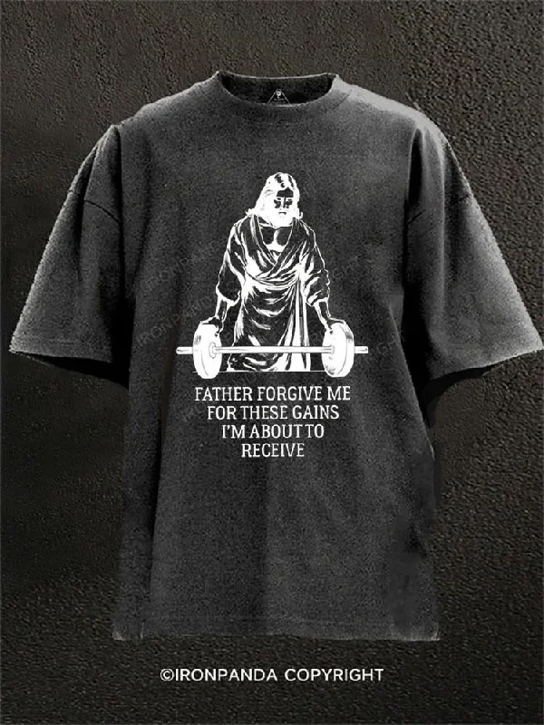 Affordable T-shirts for bulk orders-FATHER FORGIVE ME Washed Gym Shirt