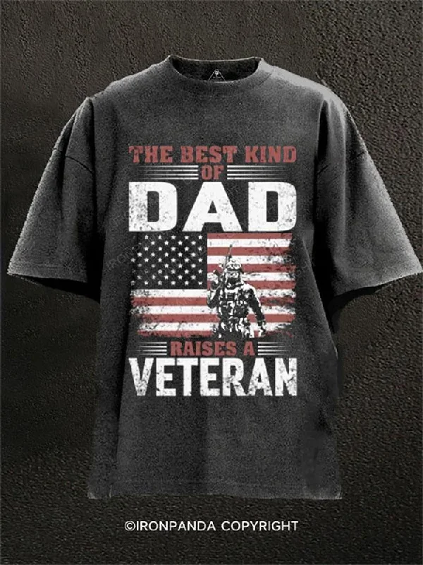 Custom T-shirts with artistic designs for exhibitions-The Best Kind Of Dad Raises A Veteran Washed Gym Shirt