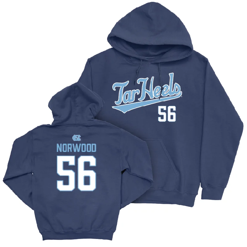 Hoodies with fun and quirky graphics for unique fashion-UNC Football Navy Script Hoodie - Jani Norwood