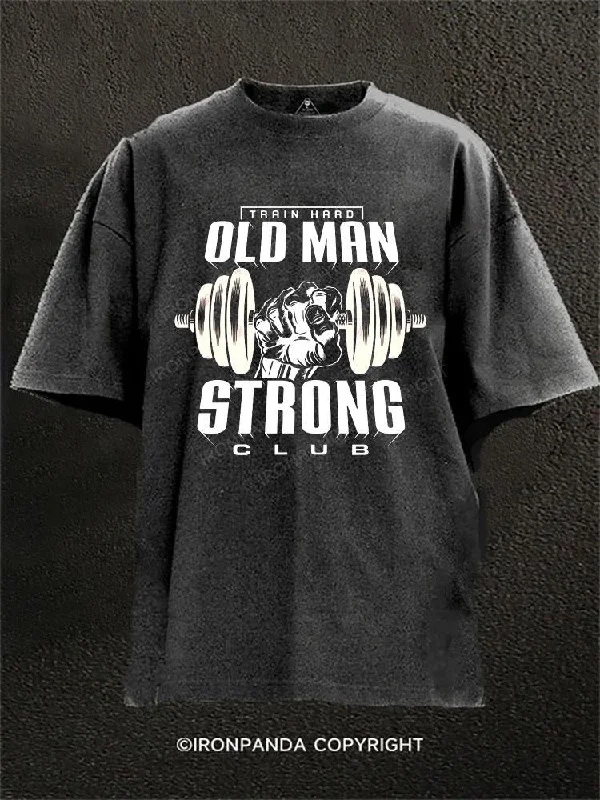 Stylish graphic T-shirts for men-OLD MAN STRONG Washed Gym Shirt