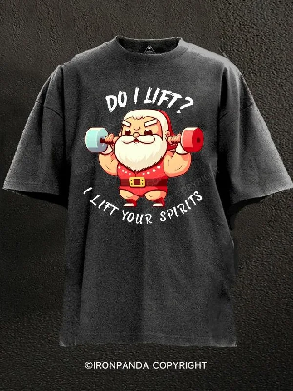 T-shirts for casual outfits with chic designs-santa Claus Do I Lift？Bro Washed Gym Shirt