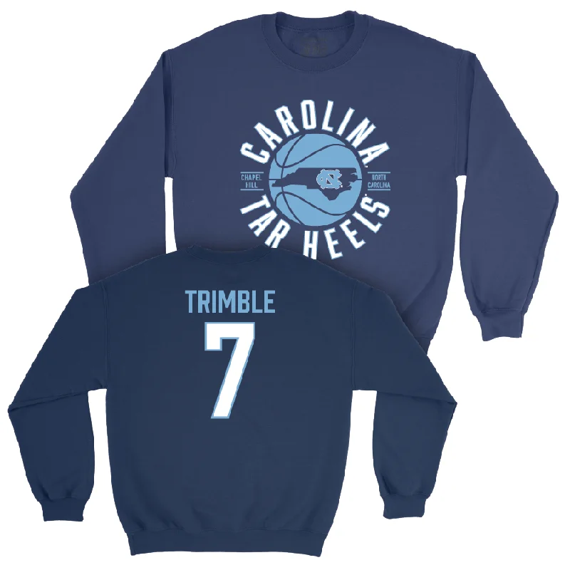 Soft fleece-lined long sleeve shirts for warmth and comfort-UNC Men's Basketball Navy Crew - Seth Trimble