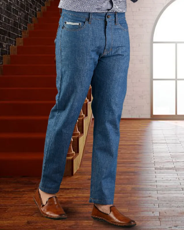 Pants with side zippers for extra style and practicality-EZS Light Blue Selvedge Jeans - 13 Oz